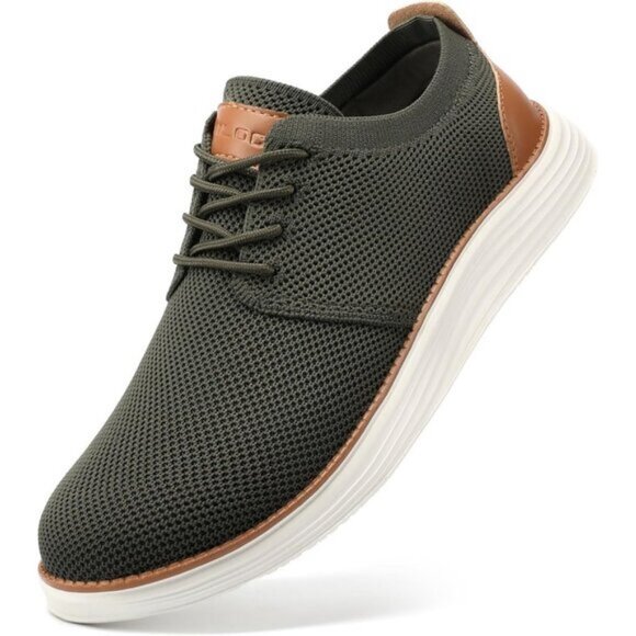 ⚡VILOCY Men's Army Green Fashion Business Comfortable Breathable Dress Sneaker - Picture 1 of 7